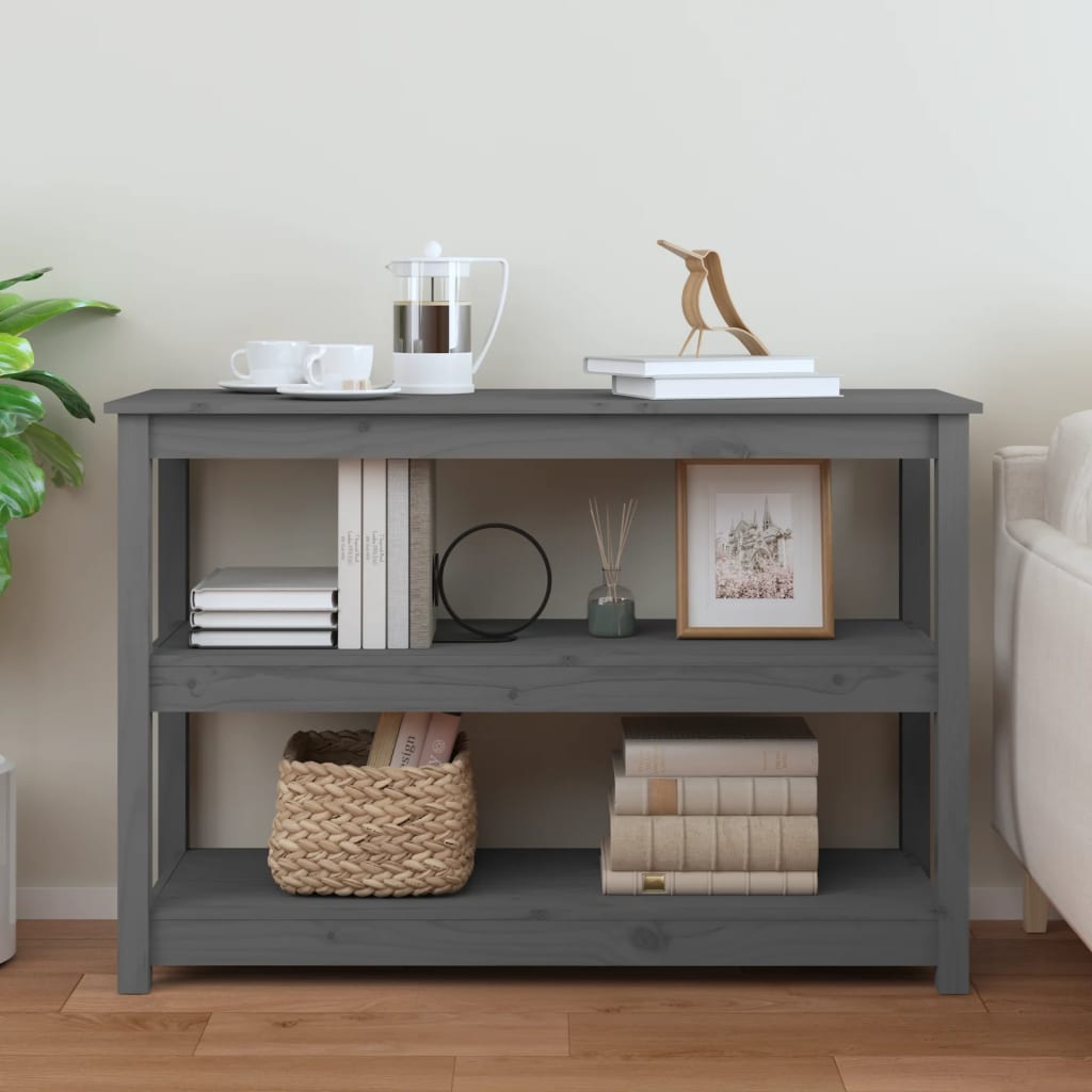 Console Table Grey 110x40x74 cm Solid Wood Pine