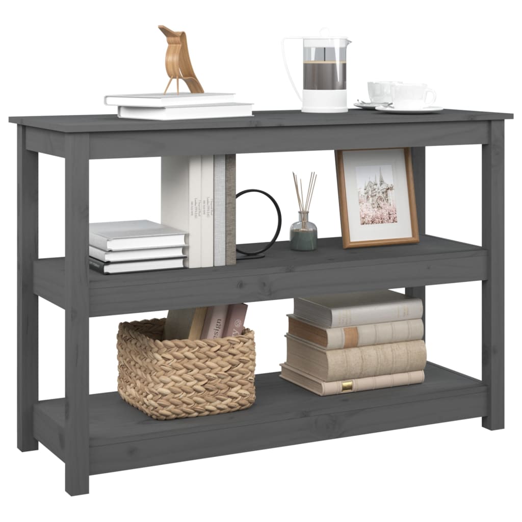 Console Table Grey 110x40x74 cm Solid Wood Pine