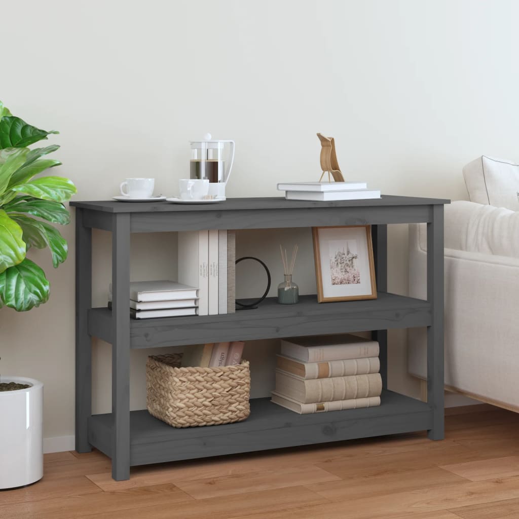 Console Table Grey 110x40x74 cm Solid Wood Pine
