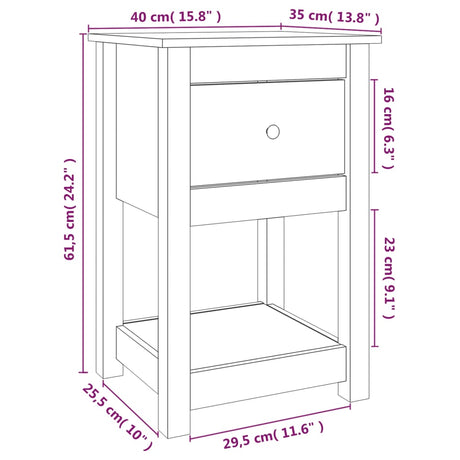 Bedside Cabinet 40X35X61.5 Cm Solid Wood Pine