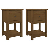 Bedside Cabinets 2 Pcs 40X35X61.5Cm Solid Wood Pine