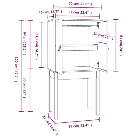 Highboard 60X40X120 Cm Solid Wood Pine