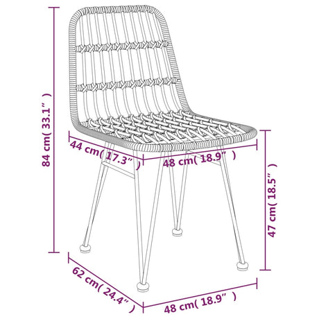 Garden Chairs 2 Pcs 48X62X84 Cm Pe Rattan