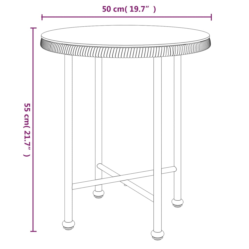 Dining Table Ø50 Cm Tempered Glass And Steel