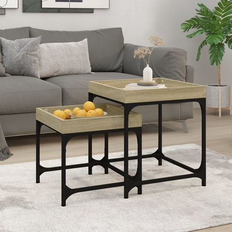 Side Tables 2 Pcs Engineered Wood