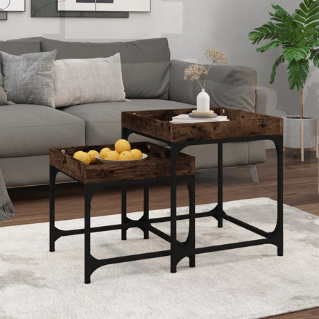 Side Tables 2 Pcs Engineered Wood