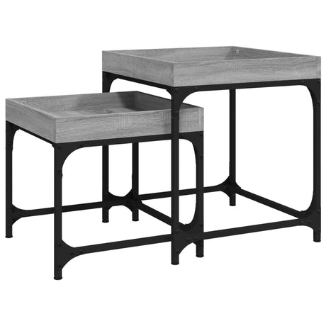 Side Tables 2 Pcs Engineered Wood