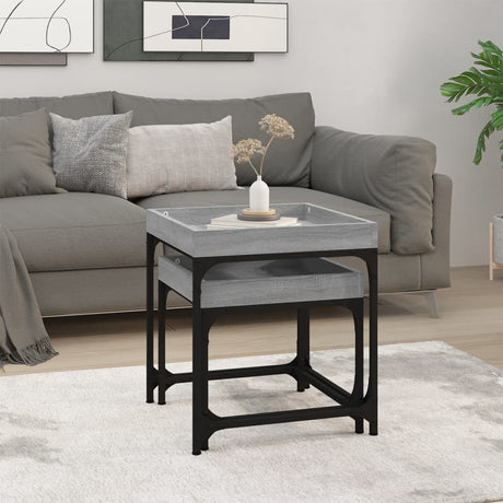 Side Tables 2 Pcs Engineered Wood