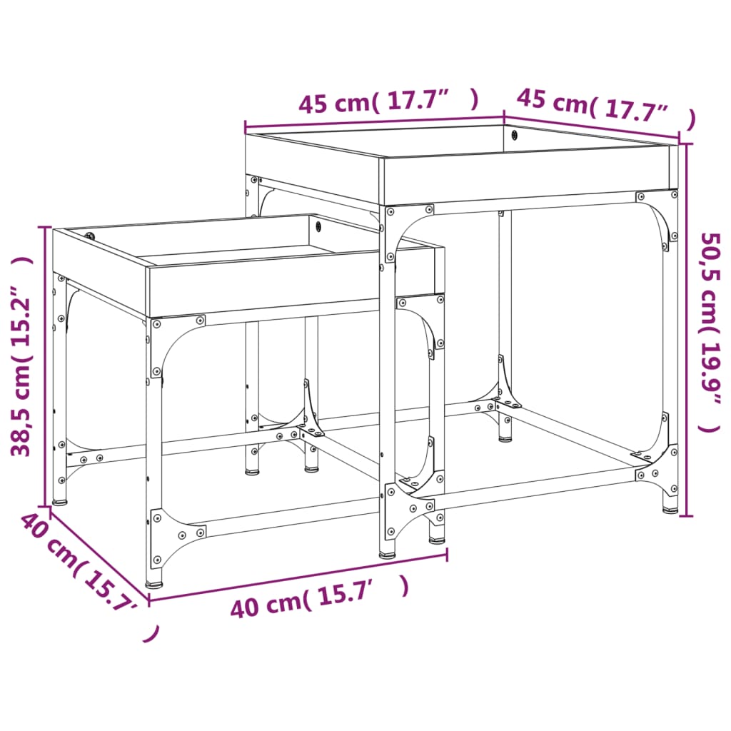 Side Tables 2 Pcs Engineered Wood
