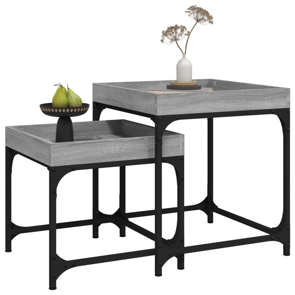 Side Tables 2 Pcs Engineered Wood