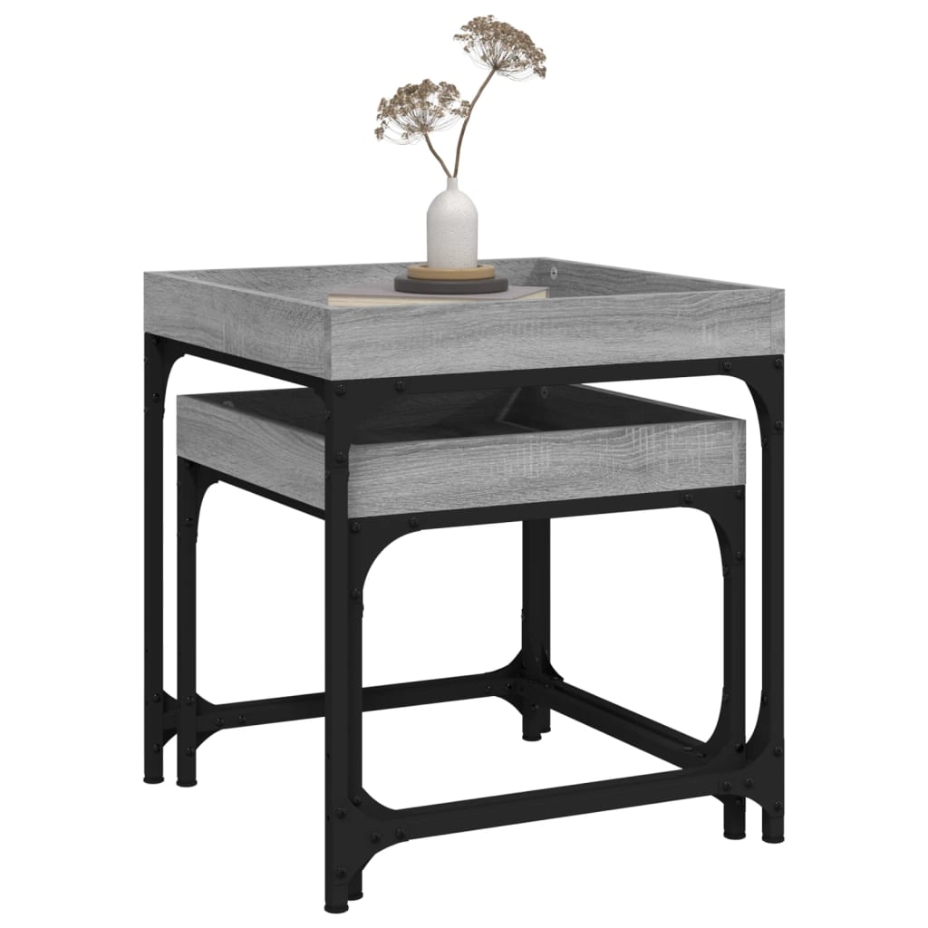 Side Tables 2 Pcs Engineered Wood
