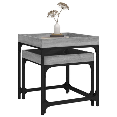 Side Tables 2 Pcs Engineered Wood