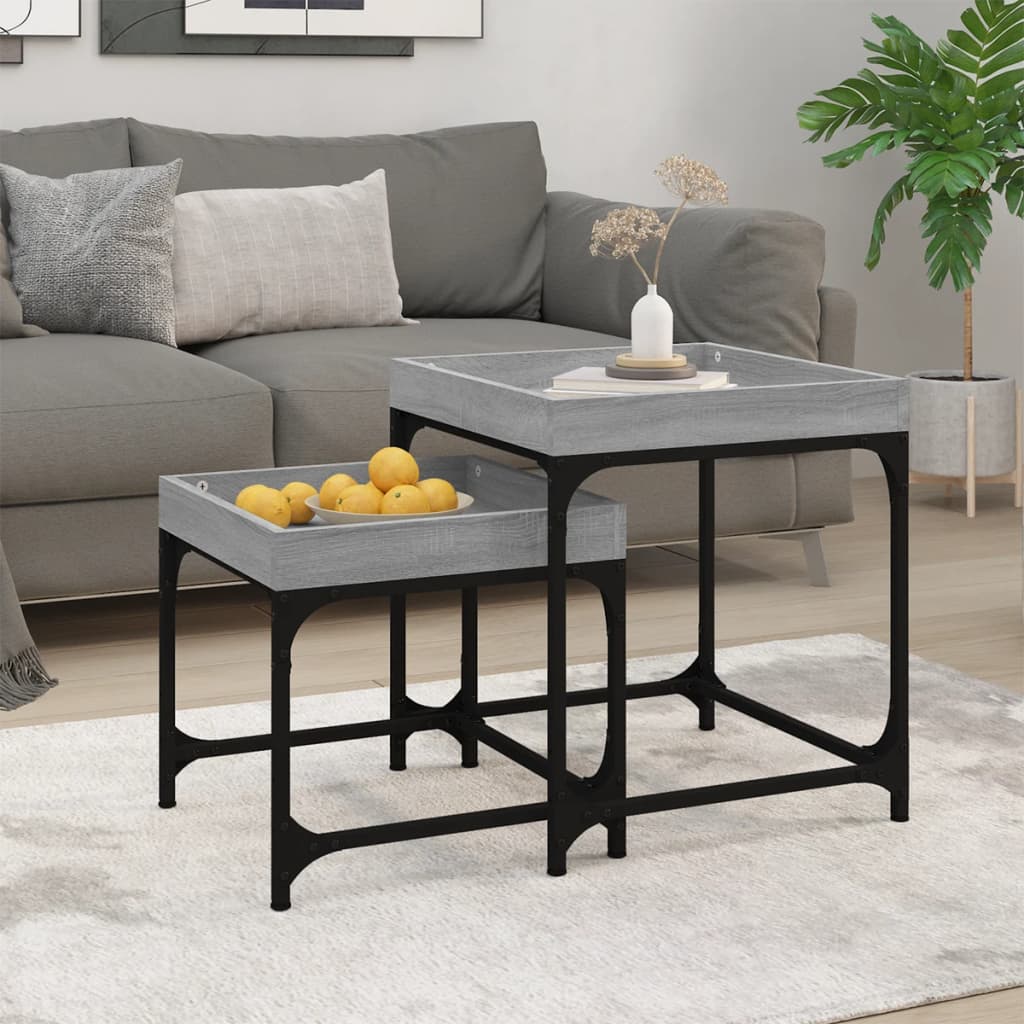 Side Tables 2 Pcs Engineered Wood