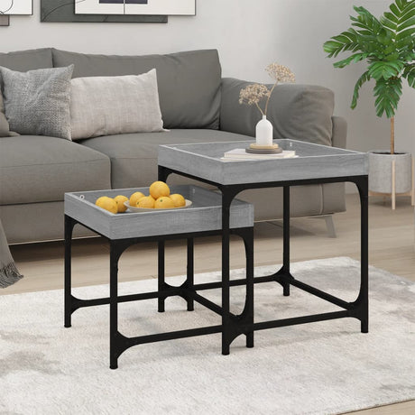 Side Tables 2 Pcs Engineered Wood