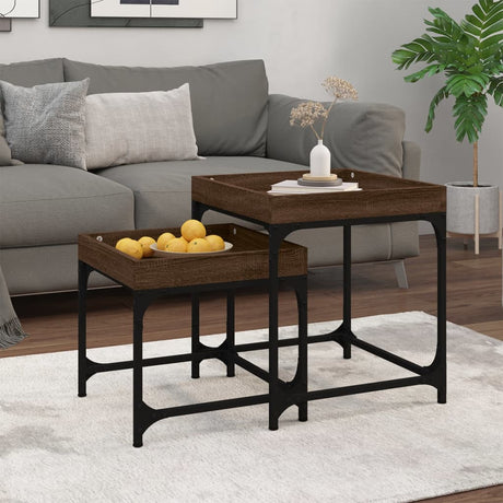 Side Tables 2 Pcs Engineered Wood