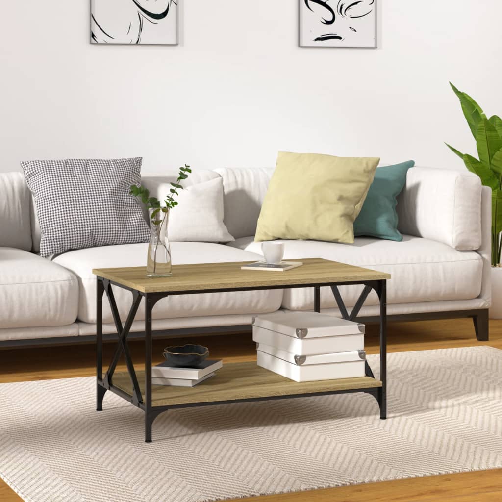 Coffee Table 80X50X45 Cm Engineered Wood And Iron