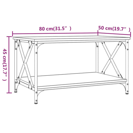 Coffee Table 80X50X45 Cm Engineered Wood And Iron