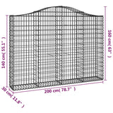 Arched Gabion Baskets 8 pcs 200x30x140/160 cm Galvanised Iron