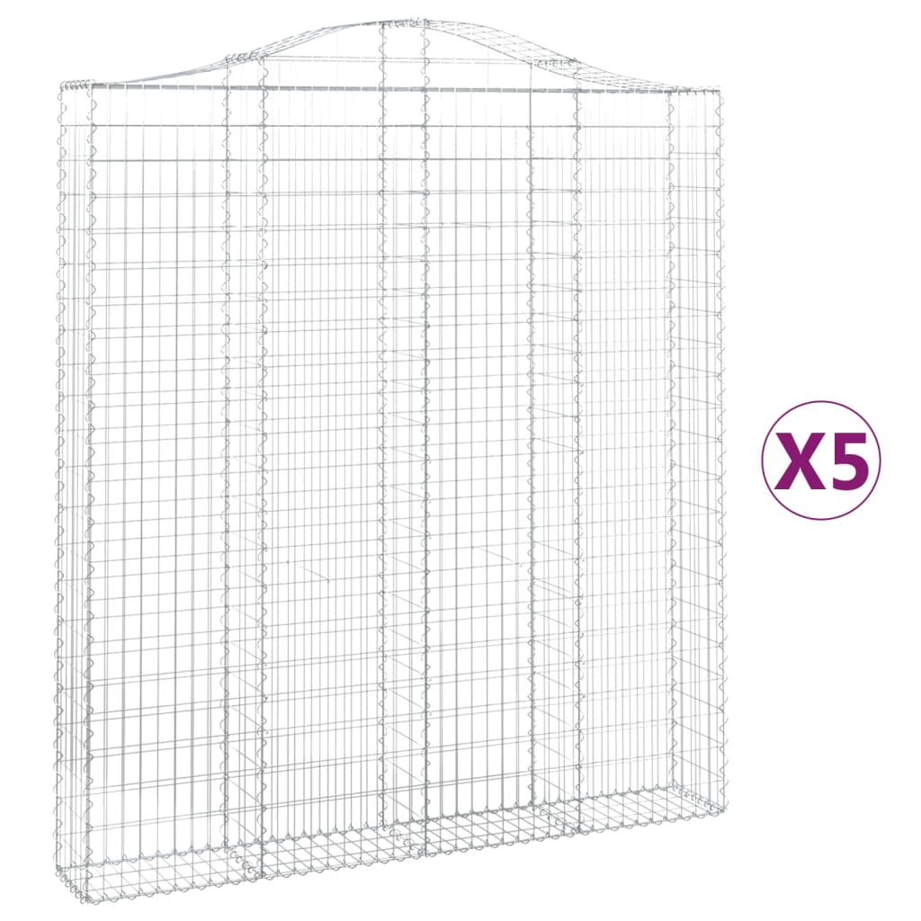 Arched Gabion Baskets 5 pcs 200x30x220/240 cm Galvanised Iron