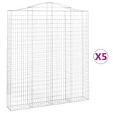 Arched Gabion Baskets 5 pcs 200x30x220/240 cm Galvanised Iron