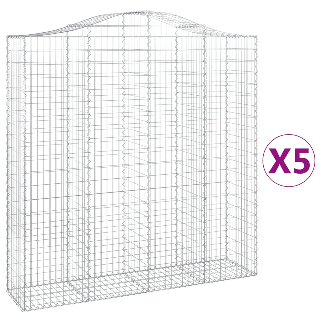 Arched Gabion Baskets 5 pcs 200x50x200/220 cm Galvanised Iron