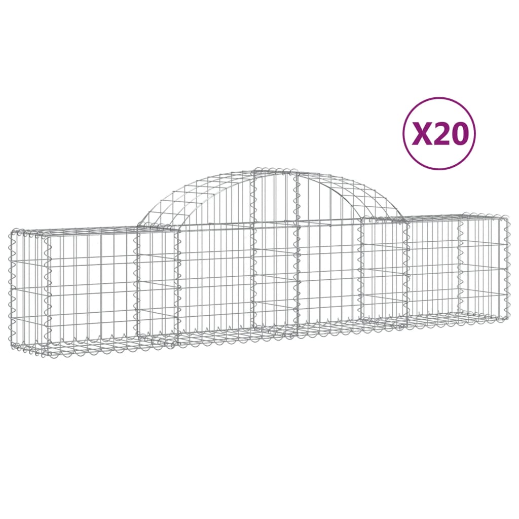 Arched Gabion Baskets 20 pcs 200x30x40/60 cm Galvanised Iron