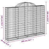 Arched Gabion Baskets 10 pcs 200x30x140/160 cm Galvanised Iron