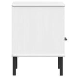 Bedside Cabinet With Metal Legs Solid Wood Pine Oslo
