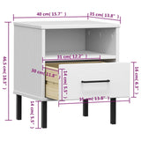 Bedside Cabinet With Metal Legs Solid Wood Pine Oslo