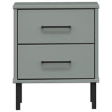 Bedside Cabinet With Metal Legs Solid Wood Pine Oslo
