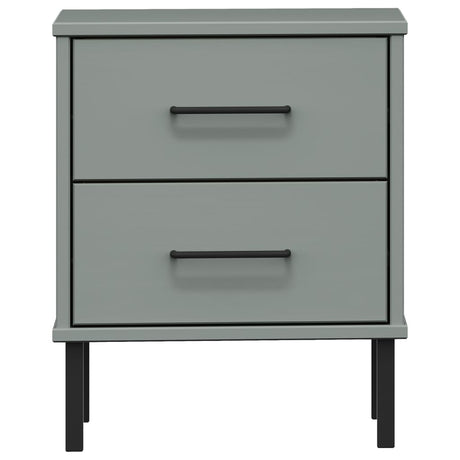 Bedside Cabinet With Metal Legs Solid Wood Pine Oslo