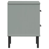 Bedside Cabinet With Metal Legs Solid Wood Pine Oslo