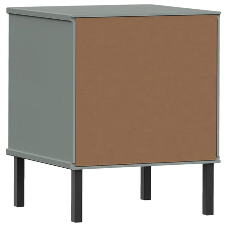 Bedside Cabinet With Metal Legs Solid Wood Pine Oslo