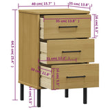 Bedside Cabinet With Metal Legs Solid Wood Pine Oslo