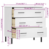 Sideboard With 3 Drawers 77X40X79.5 Cm Solid Wood Oslo