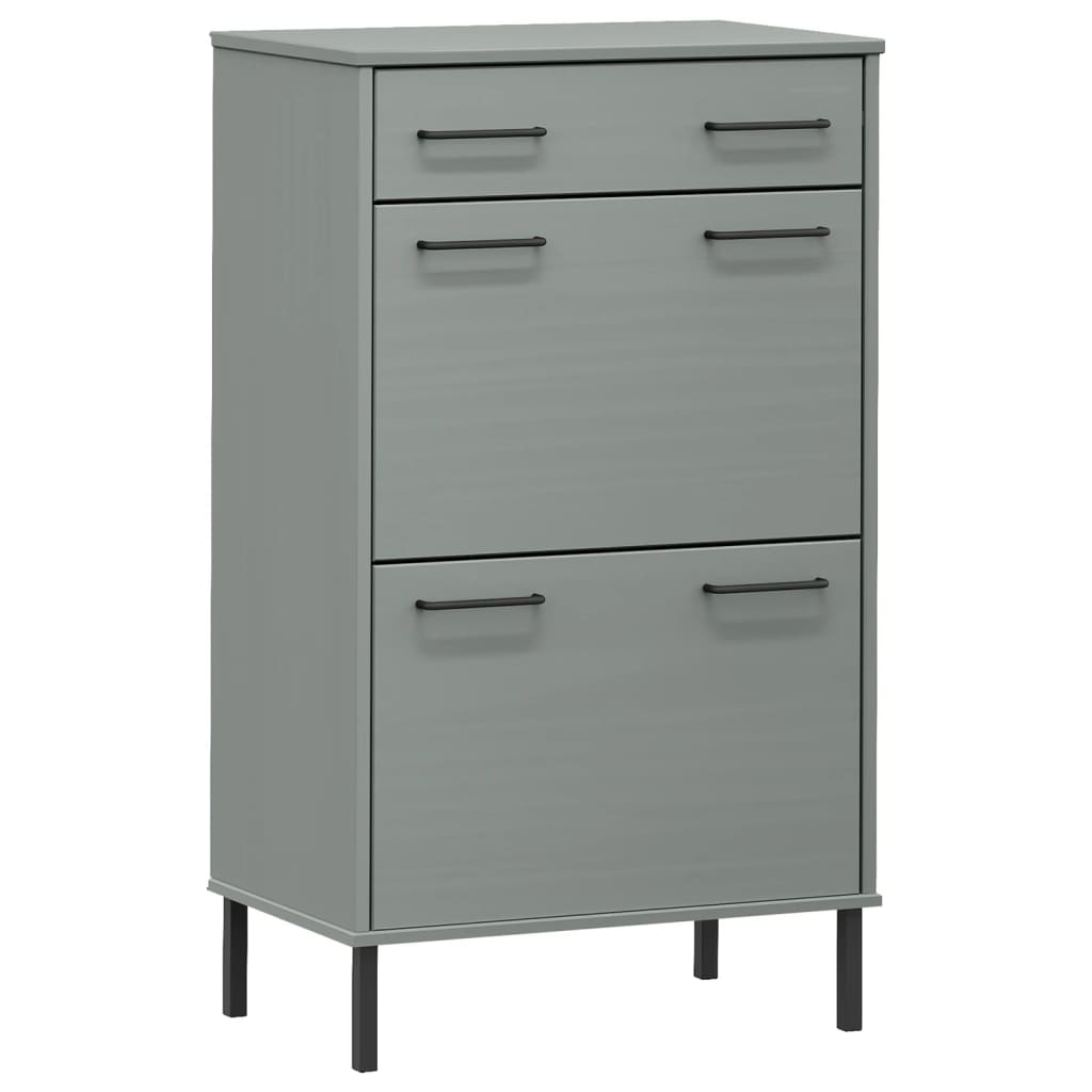 Shoe Rack With Metal Legs Solid Wood Pine Oslo