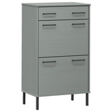 Shoe Rack With Metal Legs Solid Wood Pine Oslo