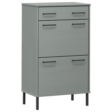 Shoe Rack With Metal Legs Solid Wood Pine Oslo