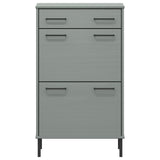 Shoe Rack With Metal Legs Solid Wood Pine Oslo