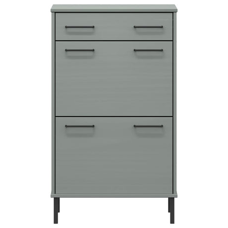 Shoe Rack With Metal Legs Solid Wood Pine Oslo