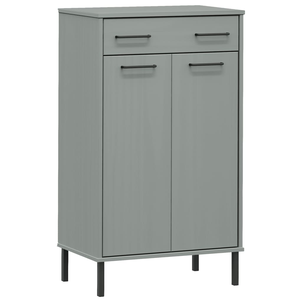 Shoe Rack With Metal Legs Solid Wood Pine Oslo