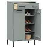 Shoe Rack With Metal Legs Solid Wood Pine Oslo