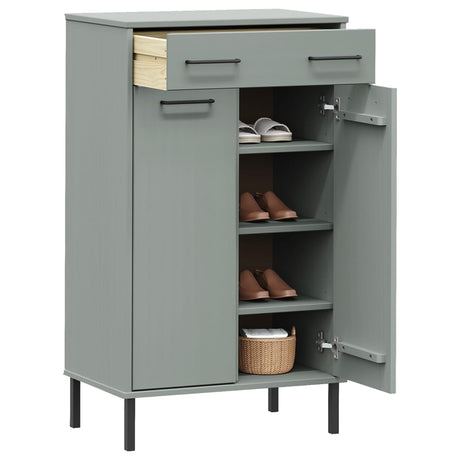 Shoe Rack With Metal Legs Solid Wood Pine Oslo