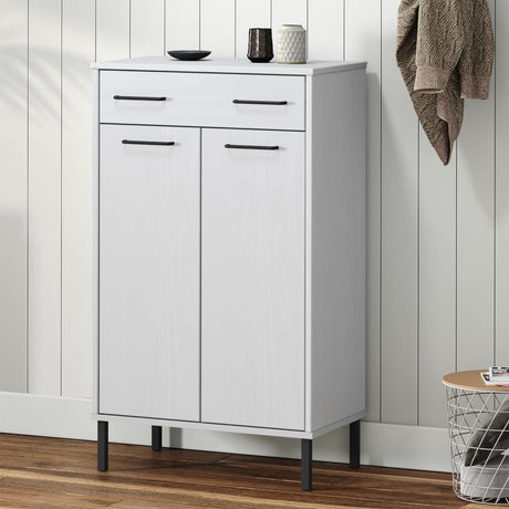 Shoe Rack With Metal Legs Solid Wood Pine Oslo