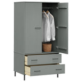 Wardrobe With Metal Legs 90X55X172.5 Cm Solid Wood Oslo