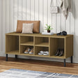 Shoe Rack With Metal Legs 106X35X45 Cm Solid Wood Oslo