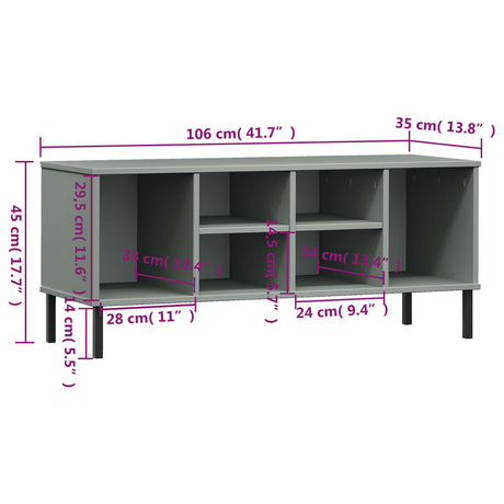 Shoe Rack With Metal Legs 106X35X45 Cm Solid Wood Oslo