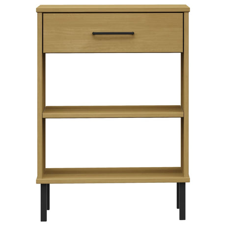 Console Cabinet With Metal Legs Solid Wood Pine Oslo