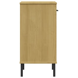 Console Cabinet With Metal Legs Solid Wood Pine Oslo