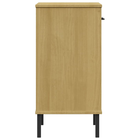 Console Cabinet With Metal Legs Solid Wood Pine Oslo
